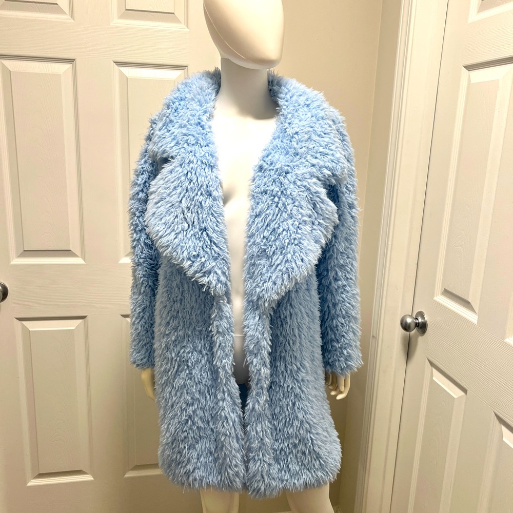 Fashionnova Fuzzy Blue Overcoat